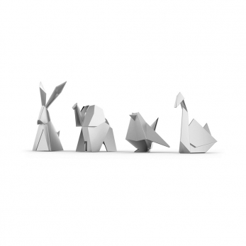 Подставка для колец Origami, птица, хром