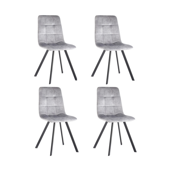 Набор из 4 стульев Bergenson Bjorn Chilli, винтажный велюр, светло-серые