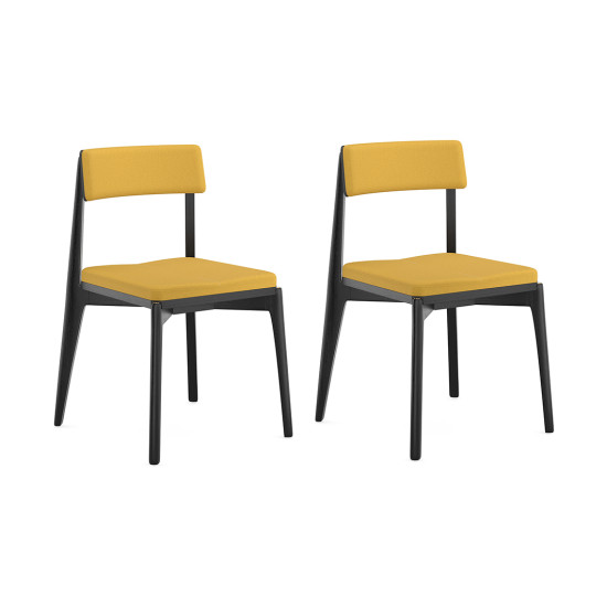 Набор из 2 стульев Latitude Aska, рогожка, черный/горчичный