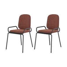 Набор из 2 стульев Latitude Ror, Double Frame, велюр, черный/темно-красный