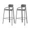 Набор из 2 барных стульев Latitude Ror, Round, велюр, черный/серый