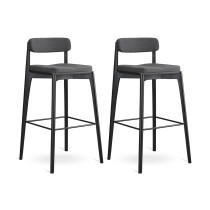 Набор из 2 барных стульев Latitude Aska, рогожка, черный/темно-серый